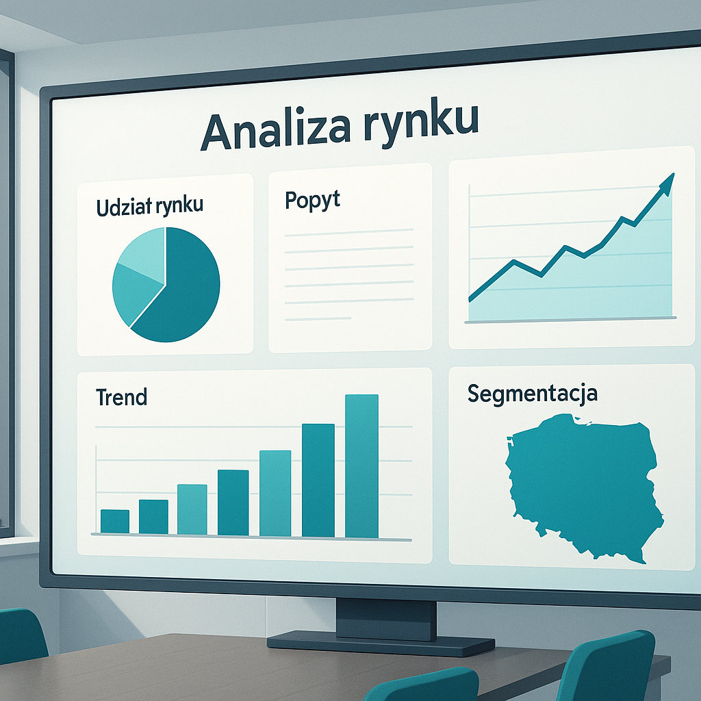 Dashboard analityczny: udział rynku, popyt, trend i segmentacja – wizualizacja analizy rynku
